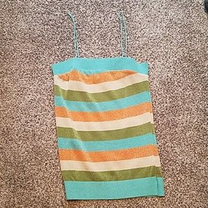 Striped shimmer Tank with thin straps